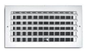 8" x 6", 1" Fin Spacing, Pristine White Powder Coated Aluminum, 1-Way, Surface Mount, Adjustable Curved Blade, Horizontal, Ceiling, Sidewall, Supply Register with Multi-Shutter Damper